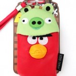 Red Angry Bird and Green Pig Leather Pouch Case for iPhone Red Angry Bird and Green Pig Leather Pouch Case for iPhone