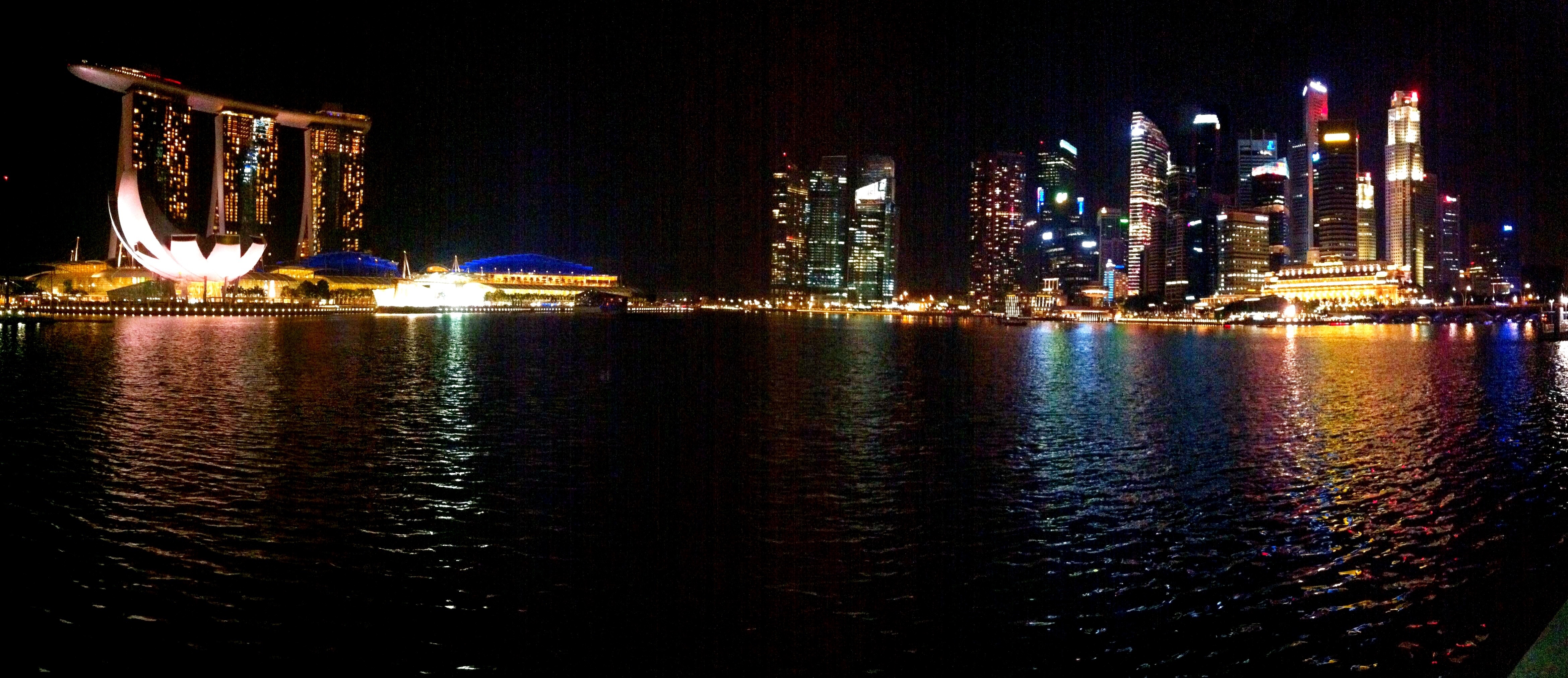 Panoramic View of Singapore City Skyline at Night 2012 â€