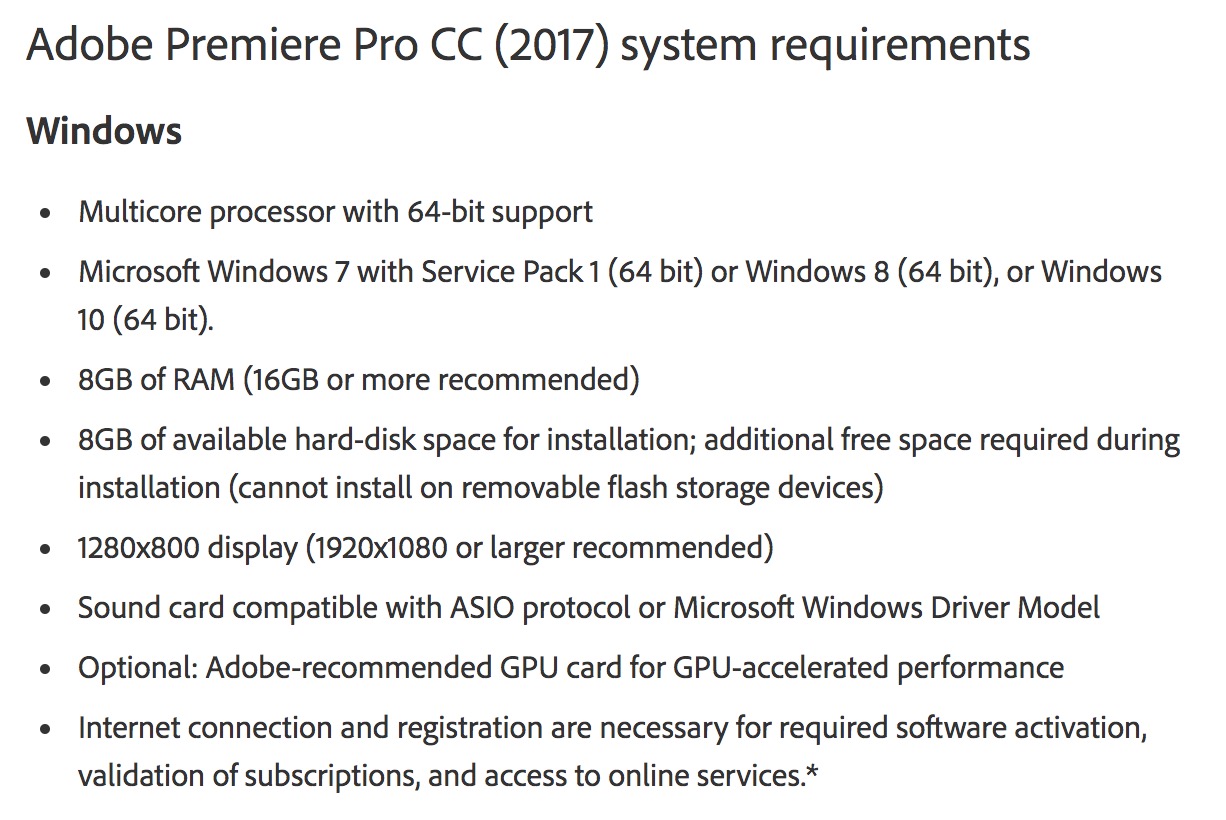 adobe premiere pro cc 2018 system requirements